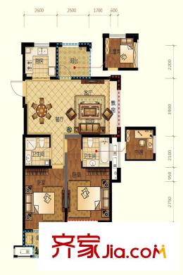 美都良景學(xué)府戶型A 98方 2室2廳2衛(wèi)1廚