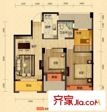 方正御星A4戶(hù)型 3室2廳1衛(wèi)1廚