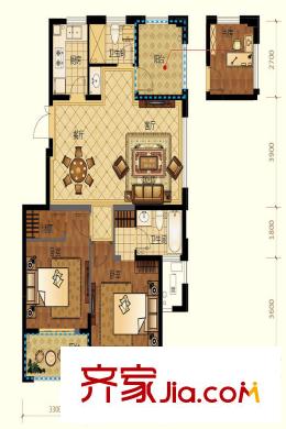 美都良景學(xué)府戶型C 95方  2室2廳2衛(wèi)1廚