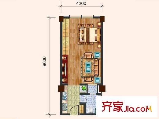 湘湖居C5戶型戶型圖 1室1廳1衛(wèi)1廚