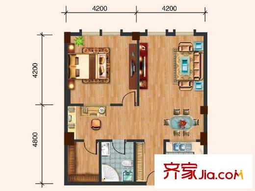湘湖居A5戶型戶型圖 3室2廳1衛(wèi)1廚