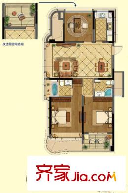 融信學(xué)院府88方C1戶型 3室2廳2衛(wèi)1廚