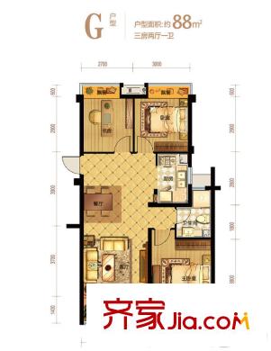 大家運(yùn)河之星G戶型 3室2廳1衛(wèi)1廚