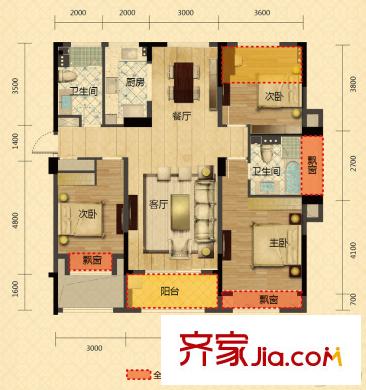 方正御星C1戶(hù)型 3室2廳2衛(wèi)1廚