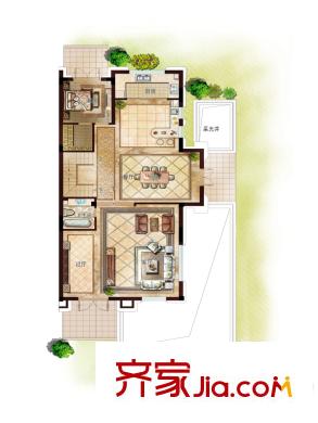 潮聞天下230方1樓戶型圖 1室2廳1衛(wèi)1廚