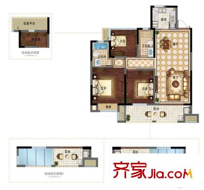 新城香悅半島B1戶型 3室2廳2衛(wèi)