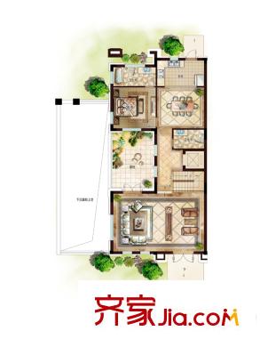 潮聞天下280方1樓戶型圖 1室2廳2衛(wèi)1廚