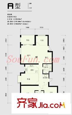 水印城戶型圖4室 戶型圖 4室2廳2衛(wèi)1廚