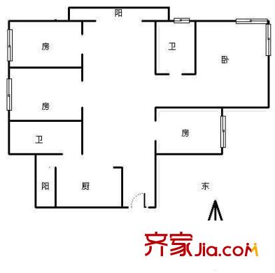 彩虹城戶型圖4室 戶型圖 4室2廳2衛(wèi)1廚