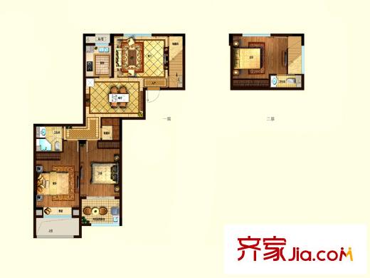 興耀星悅灣B-1b奇數(shù)層戶型圖 3室2廳1衛(wèi)1廚
