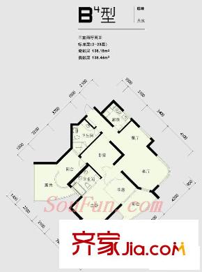 水印城戶型圖3室 戶型圖 3室2廳2衛(wèi)1廚