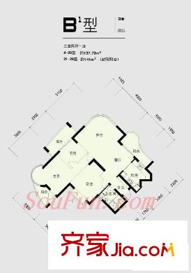 水印城戶型圖3室 戶型圖 3室2廳1衛(wèi)1廚