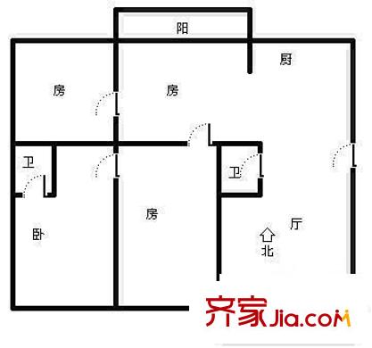 彩虹城戶型圖4室 戶型圖 4室2廳2衛(wèi)1廚