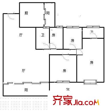 彩虹城戶型圖4室 戶型圖 4室2廳2衛(wèi)1廚
