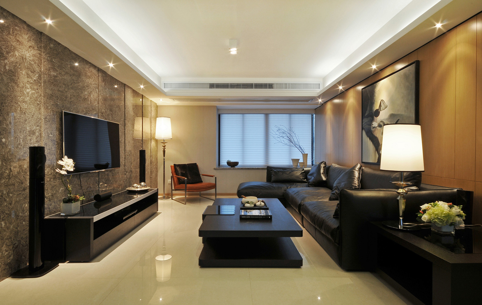 20万以上装修,110平米装修,三居室装修,客厅,现代简约风格,电视背景墙,沙发,黑白,灰色
