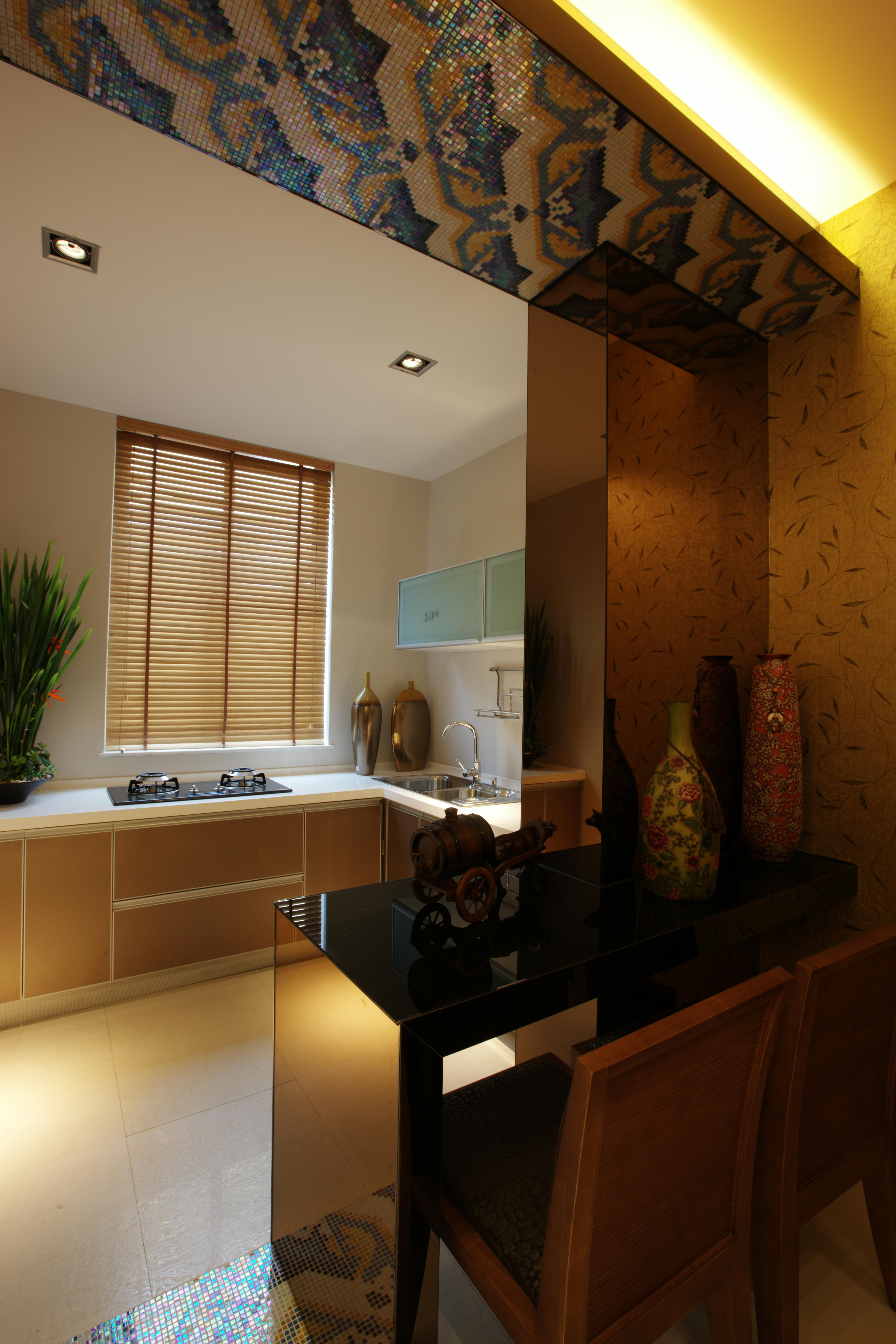 东南亚风格,二居室装修,15-20万装修,100平米装修,厨房,暖色调