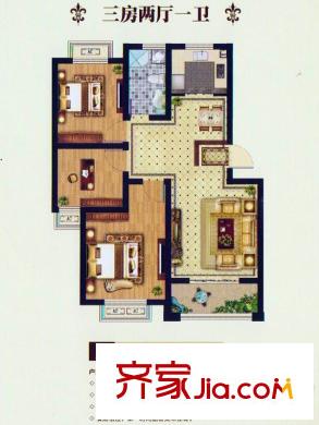 金色羅馬花苑A戶型 3室2廳1衛(wèi)