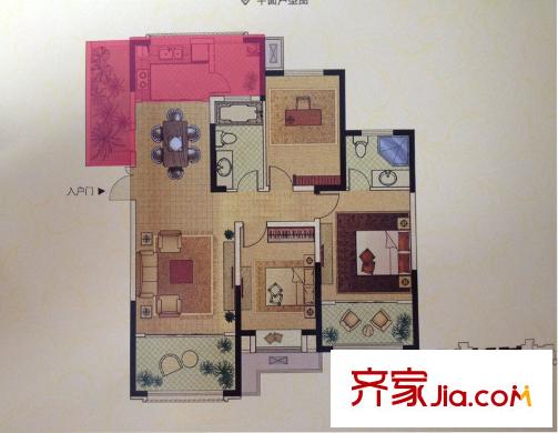 中南世紀(jì)城12#樓中間戶 3室2廳1衛(wèi)1廚