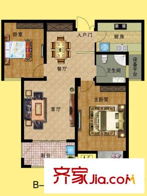 中南世紀(jì)城B-6戶型 2室2廳1衛(wèi)1廚