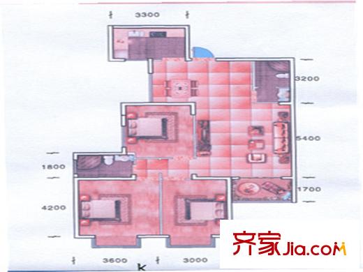 長樂港灣2號樓 K戶型 3室 3室2廳2衛(wèi)1廚