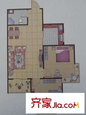 長樂港灣1號樓 2房 E戶型 2室2廳1衛(wèi)1廚