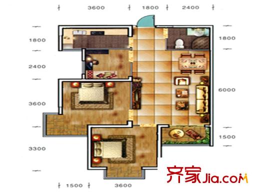 長樂港灣1號樓 C/F戶型 3室 3室2廳1衛(wèi)1廚