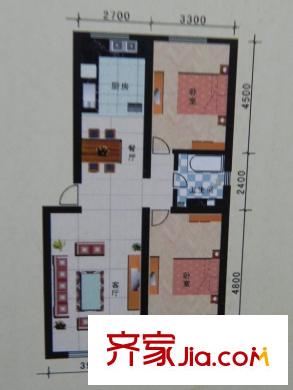 佳盛花園2房戶型 2室2廳1衛(wèi)1廚