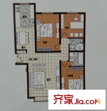 紫金佳苑3房 C戶型 3室2廳2衛(wèi)1廚