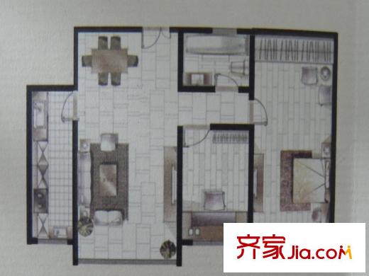 夏都府邸B1-1戶型 2室2廳1衛(wèi)1廚