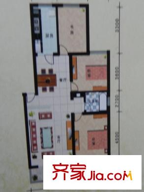 佳盛花園3房戶型 3室2廳1衛(wèi)1廚