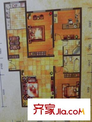 紫金佳苑3房戶型 3室2廳2衛(wèi)1廚