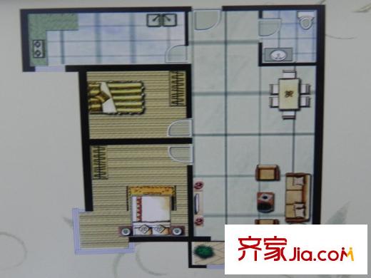 海湖名揚(yáng)兩室兩廳99.42平 2室2廳1衛(wèi)1廚
