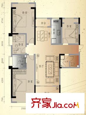盛達國際新城B1戶型 4室2廳2衛(wèi)