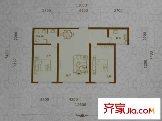 三和翠雍天地三期兩室兩廳一廚一衛(wèi)109平 2室2廳1衛(wèi)1廚