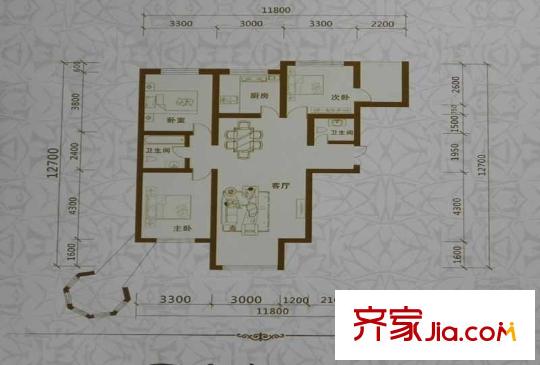 三和翠雍天地三期三室兩廳兩衛(wèi)130.25平 3室2廳2衛(wèi)1廚