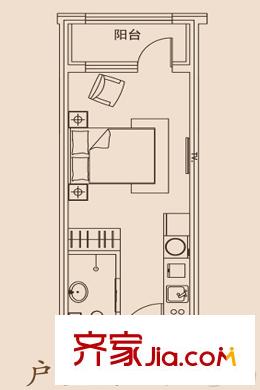 西寧萬達廣場曼哈頓公館戶型4 1室1廳1衛(wèi)1廚