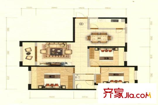 世通格林蘭郡C2戶型 3室2廳1衛(wèi)1廚