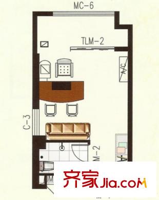 新都市華庭都市華庭36#戶型圖 1室1廳1衛(wèi)1廚