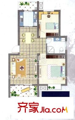 常工尚城國際戶型圖A戶型兩房兩廳一衛(wèi) 2室2廳1衛(wèi)
