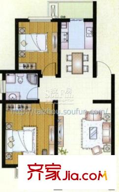 錦東花苑戶型圖A兩室兩廳一衛(wèi)雙陽臺(tái) 