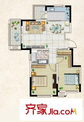 東方小鎮(zhèn)E戶型 2室1廳1衛(wèi)1廚
