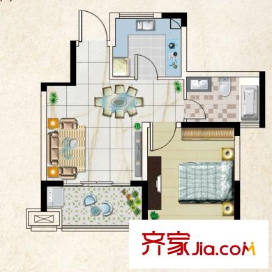 東方小鎮(zhèn)G戶型 1室1廳1衛(wèi)1廚