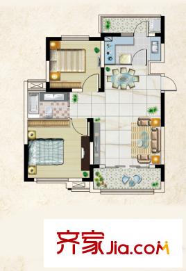 東方小鎮(zhèn)D戶型 2室1廳1衛(wèi)1廚