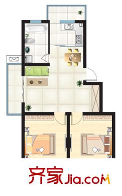 金迪奧花園戶型圖戶型B 2室2廳1衛(wèi)1廚