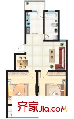 金迪奧花園戶型圖戶型A 2室1廳1衛(wèi)1廚