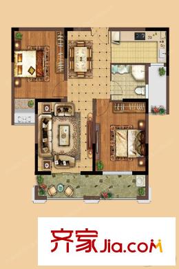 陽光國賓1號C2戶型 2室2廳1衛(wèi)1廚