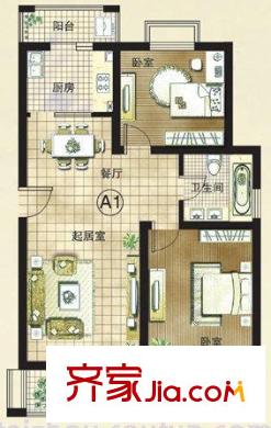 沁蓮城市公館戶型圖A1戶型（88平方米） 2室1廳1衛(wèi)1廚