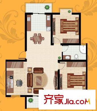 韻梅苑戶型圖戶型圖E 3室1廳1衛(wèi)1廚