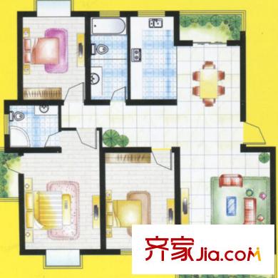 東進花園戶型圖C4 3室2廳2衛(wèi)1廚