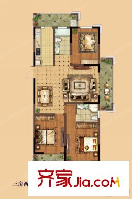 陽光國賓1號C1戶型 3室2廳2衛(wèi)1廚